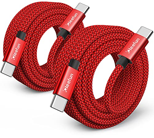 CLEEFUN Lungo Cavo USB C USB C 3 M, 2Pezzi Cavo USB Type-C 3 Metri PD 60W Ricarica Rapida Tipo C a USBC per iPhone 16/15 Pro Max, Galaxy S25 S24 S23 Note 20 10, i Pad Pro/Air, Pixel 9, Switch