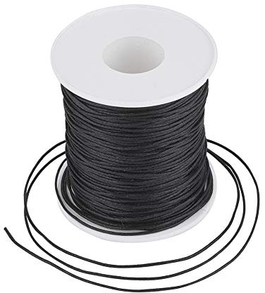 Givenny Fil de coton ciré de 91,4 m - 1 mm de long - Cordon en coton ciré pour la confection de bijoux - Pour loisirs créatifs, couture - Noir