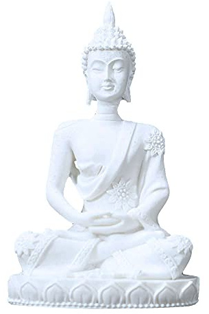 YOUFINE White Mini Buddha Yoga Meditation Statue Harmonious Figurine Collectible Sandstone Craft Feng Shui Sculpture Decor for Home Office (134)