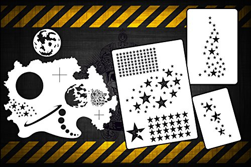 Herterich Products Airbrush stenciler set för rymden och stjärnor – tatuering och graffiti stencil mall