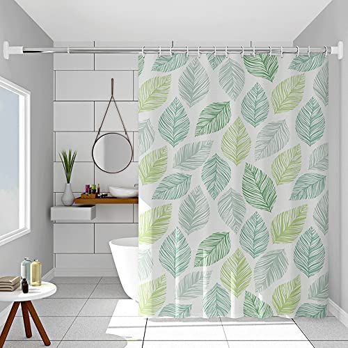 Vllcsla Cortina de Ducha Extra Larga 240 cm, 200x240 cm, Impermeable Antimoho Cortinas de Baño Hojas Verdes, Cortina Ducha Peva para Habitación Humedad, con Ojales y Ganchos, Lavable