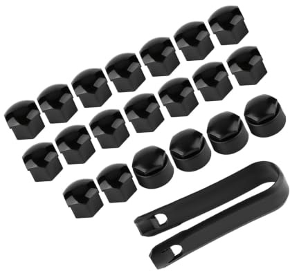 17 Mm Schwarz Glönzende Radmutternkappen, 20 Stück 17 Mm Muttern Auto Rad Auto Nabenschraube Schutz Diebstahlschutz Abdeckkappe Schwarz (Schwarz)