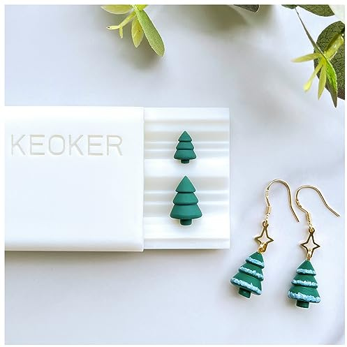 KEOKER Christmas PolymerClay Roller & Earrings Tools, Tree Bead Maker, Helps Create Perfectly Round Beads in 2 Sizes