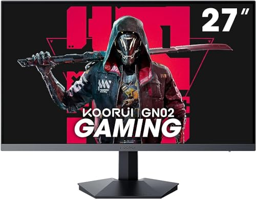 KOORUI 27-tums spelskärm, PC-skärm 240 Hz, FHD, 1 ms, Adaptive Sync (1920 x 1080p, DCI-P3 90%, SRGB 100%, HDMI, DisplayPort, VESA 75 x 75)