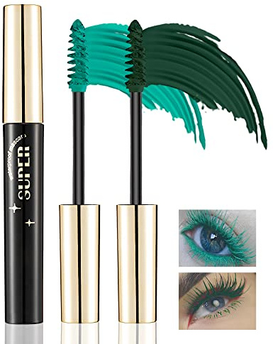 Mascara für Volumen und Länge – 2 Farben, grün, Wimpernverlängerung, Volumeneffekt, wasserfest und langanhaltend, nicht blühende Augen Lashes Thick Curling Make-up für St. Patrick's Day-03 + 04