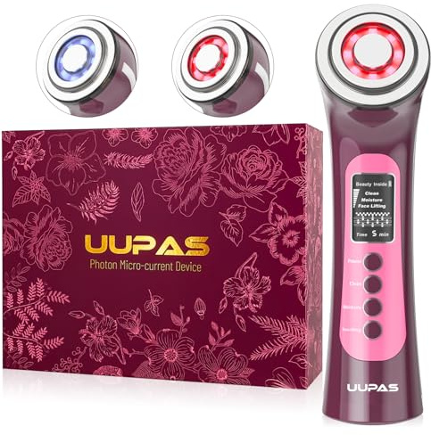 Smart Photon Micro-Current Device - UUPAS LED Red Blue Light Therapy Wand Device for Face - Radio Frequency and EMS Microcurrent Facial Machine - Skin Tightening，Lifting，Anti Aging Facial Massager