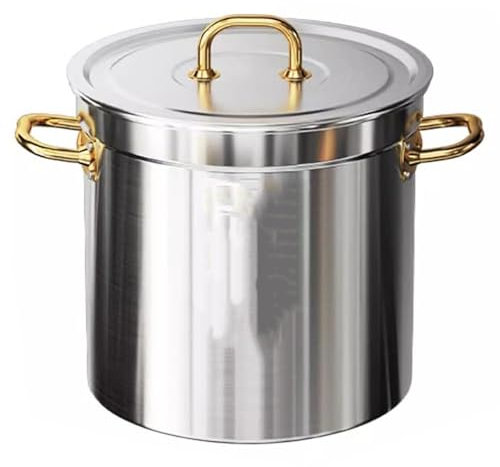 Suppentopf aus Edelstahl, große Kochtöpfe/Öllagerfass, robuster Induktionssuppentopf mit Edelstahldeckel und genieteten Griffen(20L)