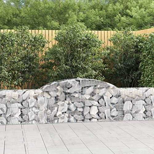 Iiaky Gabionen mit Hochbogen 5 STK. 300x30x60/80 cm Verzinktes Eisen GabionenköRbe WasserzapfsäUle Garten Gabionen Zaun Gabionensteine