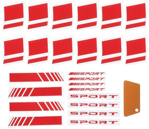 24 st bildekorklistermärken, röd auto racing sport logo dekaler, reflekterande klistermärken för backspegel och fälg dekoration