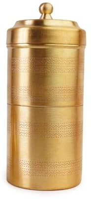 Brass Traditional Filter Coffee Maker, Brass, South Indian Drip Sytle Decoction Liquid Maker, Coffee Filter Vessel, Utensil,Coffee Filter | 280ml (4-6 cups)