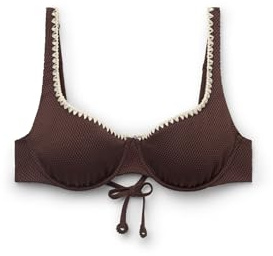 CALZEDONIA Balconette Swimsuit Top Bicolor Embroidery Brown M
