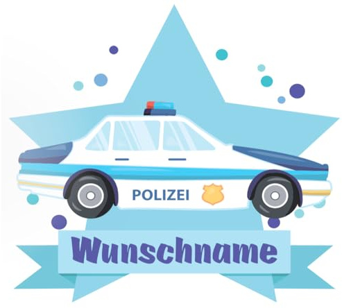 Samunshi® Polizeiauto Aufkleber mit Namen Autoaufkleber Namensaufkleber Kinder - 15x13,1cm mehrfarbig