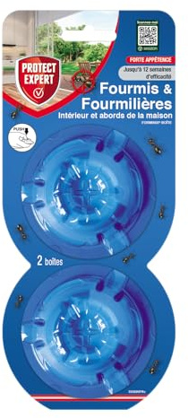 PROTECT EXPERT 2 Boîtes Appâts Anti-Fourmis & Fourmilières - 2x2g