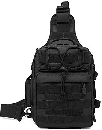 HUNTVP Mochila Militar Mochila Bandolera Hombre Tactica Sling Bag Cruzada Hombre Bolso de Pecho Bolsa para Pescar Caza Correr Senderismo Ciclismo, Negro