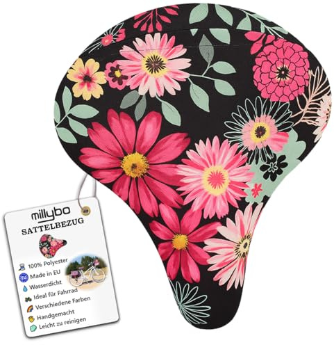 millybo Meadow Fahrradsattel Sattelbezug Fahrrad Sattelüberzug Sattel-Überzug Verschiedene Muster Blumenmuster (100.001)