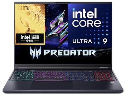 Acer Predator Helios Neo 16 AI I PC Portable Gaming 16 WQXGA I nVidia GeForce RTX 5070 I Intel Core Ultra 9 275HX I I 32Go RAM I 1To SSD I Windows 11 Home I Noir I Clavier FR AZERTY I PHN16-73-97Z6