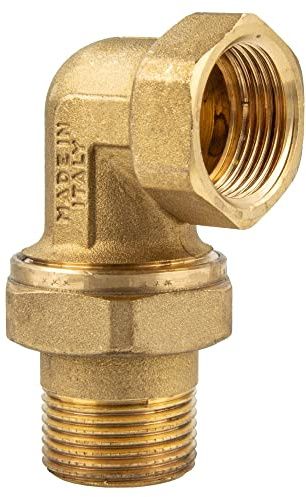 tecuro 425100FD - Raccordo a gomito IG x AG 1 pollice a tenuta piatta – ottone lucido