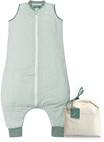 molis & co Babysovsäck med fötter, perfekt för vår och höst, TOG-värde 1, lätt vadderad, av 100 % bomull (Oeko-TEX 100), premiumkvalitet – Vichy Green (80 cm)