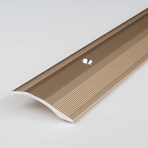 PROVISTON | Ausgleichsprofil | Aluminium eloxiert | Bronze Hell | Breite 40 mm | Höhe 5 mm | Länge 2700 mm | Gebohrt | Anpassungsprofil | Übergangsprofil | Bodenprofil | Metallprofil | 1 Stück