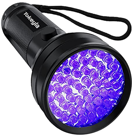 Tokeyla UV Flashlight Black Light, 51 LED UV Light Handheld Blacklight, Pet Urine Detectors 395nm Detector for Pet Urine, Dog/Cat Urine Stains, Bed Bug and Scorpions（Battery Not Included）