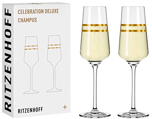 RITZENHOFF Champagnerglas-Set 2er - 200 ml - Made in Germany | Artikelnr. 6141004, Serie Celebration Deluxe Set, 2 Champagnergläser 200 ml, Kristallglas, spülmaschinenfest