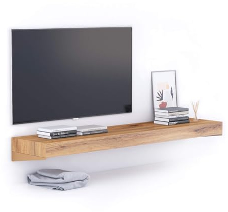 Mobili Fiver, Tv Wandregal Evolution 180 x 40, rustikale Eiche, Made In Italy