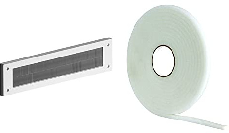 STORMGUARD 06SR0150000W Internal PVC Letter Box Brush Cover-White & White 05SR039005MW 5m Ultraseal Soft Self-Adeshive Foam Draught Excluder, L-5 Metres W-8mm H-6mm