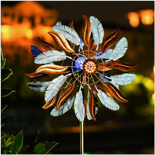 Lariander Solar Wind Spinners 87 Inch Extra Large Metal for Yard, Garden Decor Yard Art Windmills for Outdoor