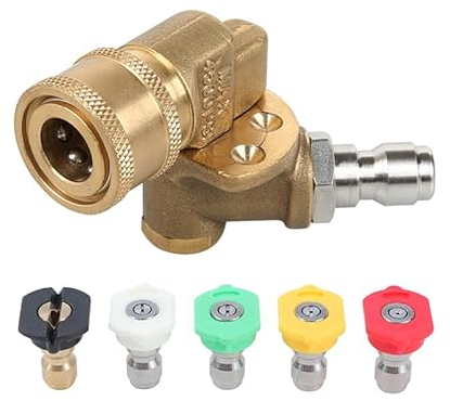 AIM Tools Accoppiatore Girevole per Idropulitrice con 5 Punte per Ugelli a Spruzzo, Rotazione di 90 Gradi, 4500 PSI 1/4 a Sgancio Rapido, Accessorio per Pulizia Grondaie 171351