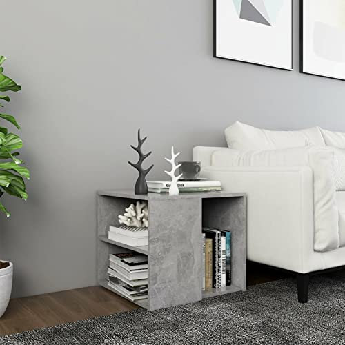 Homgoday Beistelltisch, grau, Beton, 50 x 50 x 45 cm aus Spanplatte, Couchtisch, Wohnzimmertisch, Tisch für Büro, Schlafzimmer, Garten