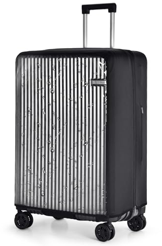 oscaurt Kofferhülle 24 Zoll Kofferschutzhülle Ohne Demontage Koffer Schutzhülle Transparente PVC Koffer Abdeckungen Elastisch Gepäck Cover mit Kofferabdeckung Gurt