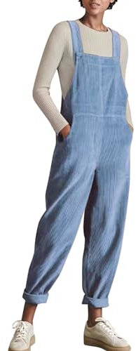 Petalum Latzhose für Damen, Trägerhose, lässig, Arbeitsoverall, ohne Ärmel, Knopfleiste, lässig, mit Taschen, für Frühling und Herbst, hellblau, 44