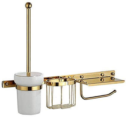 Klopapierhalter ohne Bohren Toilettenpapierhalter, Taschentuchhalter, 3-teiliges Badezimmer-Hardware-Zubehör-Set, Wandmontage, Papierhandtuchspender, Golden Toilettenpapierhalter