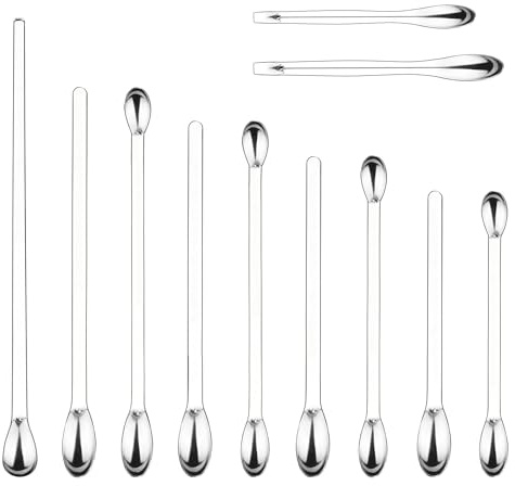 Labasics Set de 11 Cucharas y Espátulas de Laboratorio, Acero Inoxidable, Espátulas de Laboratorio de Doble Extremo para Muestras, Cucharas de Muestreo, Set de Pesaje