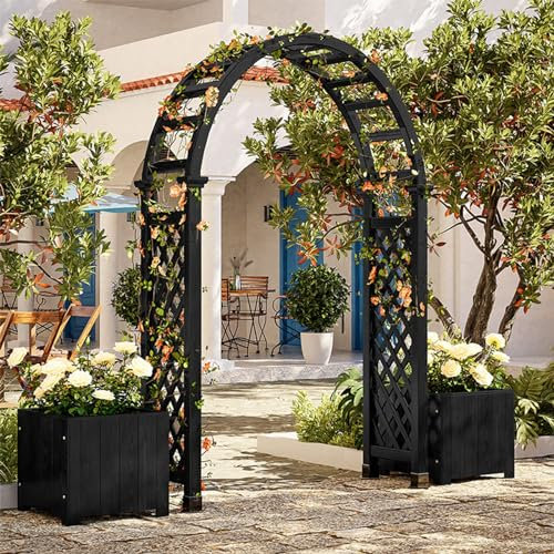 Yajuer Tonnelle de Jardin extérieure, Arche de cérémonie de Mariage, Treillis de Jardin en Bois pour fête, fête prénatale, Anniversaire, décoration de Remise de diplômes (Color : Black Single Arch)