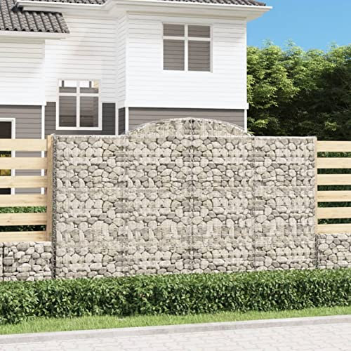 Bulliing Gabione mit Hochbogen 300x30x180/200 cm Verzinktes Eisen Gabionengitter Gabionen SäUle GabionenköRbe Gabionen Zaun