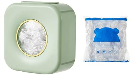 Plastic Wrap Storage Box, Plastic Bag Storage, Cling Film Holder, With 100 Fresh-Keeping Bags, Suitable for Organizing and Storing Kitchen Fresh-Keeping Bags, Paper Towels, etc (Green)