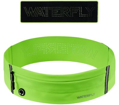 WATERFLY Löpbälte för mobiltelefon löparväska jogging sportbälte bältesväska höftväska löpbälte för löpning jogging fitness sport män kvinnor, Ljusgrön, L