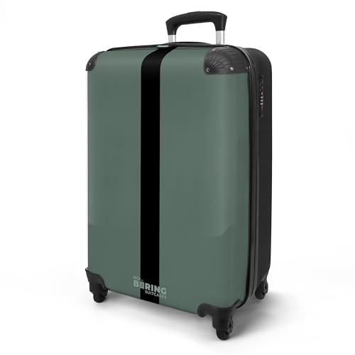 NoBoringSuitcases© Handgepäck Koffer Reisetasche | 55x40x20 cm - Reisekoffer mit Rollen, Leichtgewicht Hartschalenkoffer, Trolley Kabinengepäck mit Gestreift Motiv - Blau,