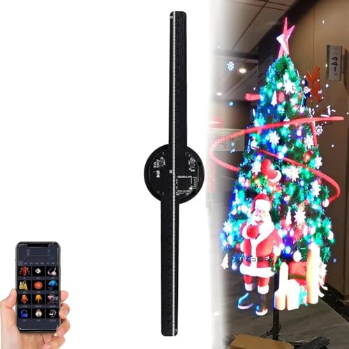 Siuwddee Projecteur Holographique Ventilateur LED Hologramme, 244 Lumières LED pour Noël, WiFi, PC, Bluetooth, IR, 2048 x 224, Noir