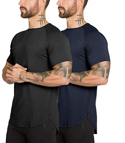 Herren Fitnessstudio Workout Kurzärmelig Schlanke Passform T-Shirt Baumwolle Leistung Sportliche Top Hemden Laufen Fitness Tee (BKDB S)