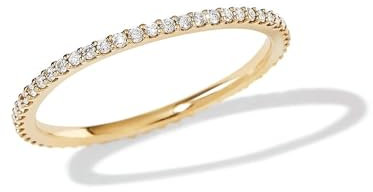 Beydodo Gold Ringe Frauen 585, Verlobung Ring Bandring mit Moissanit Schmal Hochzeit Ringe Damen Trauringe Nickelfrei Gr.58 (18.5)