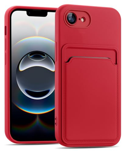 Verco Mobiltelefonfodral för iPhone 16e Silikonfodral, mobiltelefonfodral med kortplats Tunn skyddsfodral för iPhone 16e - Röd