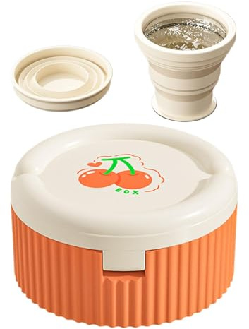 Pill Box Container - Organiseur de tablette - Boîte de rangement compacte pour médicaments avec gobelet pliable - Porte-pilules portable pour adultes, personnes âgées, accessoires de voyage