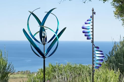 Cyan Oasis Vibrant Peacock Blue Wind Spinners