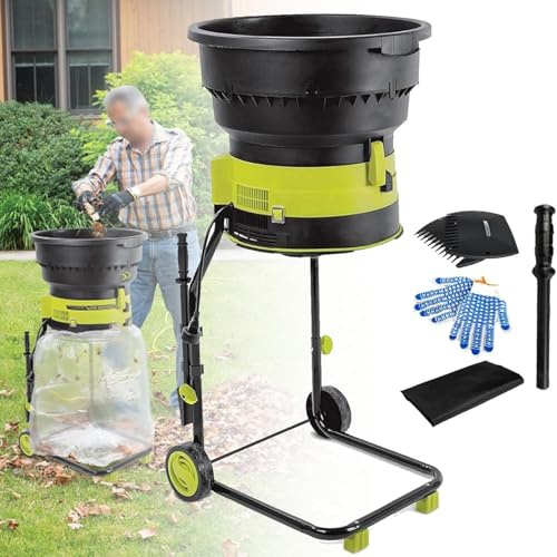 Lauzhäcksler Mit Rädern Und Aufbewahrungstasche, 2500 W, Elektrischer Laubzerkleinerer, Komposthäcksler, 8000 U/Min, Trichterdurchmesser 54 Cm, Für Gartenreinigung,20MPowerCord