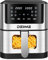 Freidora de Aire 10 Funciones, 6L, 1500W, Control Digital de Temperatura 80-200°C y Tiempo, Temporizador hasta 60 min. Pantalla LED, Ventana de Cocción Visible, Antideslizante. (6 LITROS)