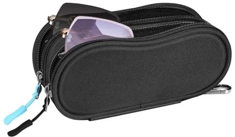 FINTIE Étui Lunettes Souple pour 2 Paires de Lunettes - Double Boite Lunettes de Soleil avec Fermeture éclair pour Hommes et Femmes