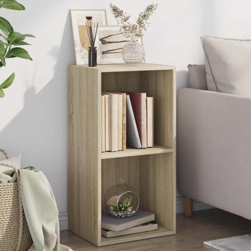 MOBCANT Bücherregal 2 Fächer Sonoma-Eiche 40x30x76,5 cm Holzwerkstoff, Lagerregal Bookshelf Regal Vitrinenschrank Geeignet für Schlafzimmer Wohnzimmer Büro Arbeitszimmer
