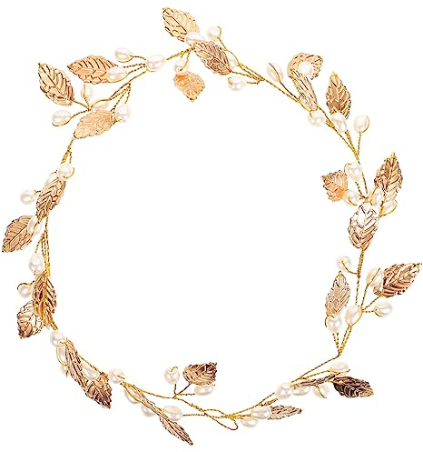 PACKOVE Braut Haarreifen mit Perlen und Blättern Hochzeits Haaraccessoire für Bräute Leicht und Komfortabel für Hochzeiten und Besondere Anlässe